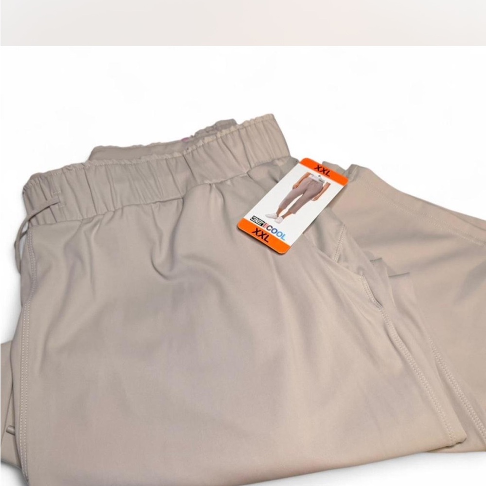 32 Degrees Cool Capri Pants XXL Tan Elastic-Waist with drawstring